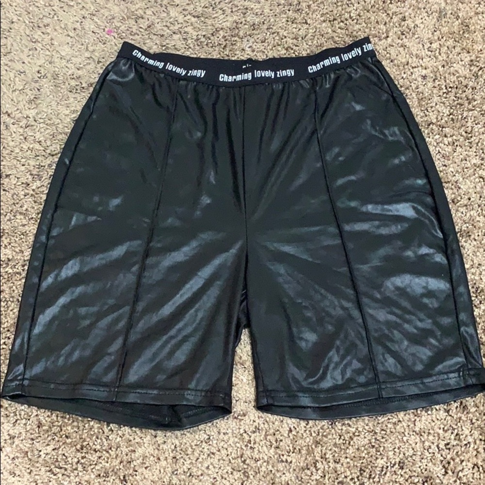 Faux Leather Biker Shorts